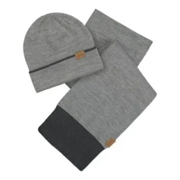 TIPPED BEANIE & SCARF GIFT SET GREY MELANGE