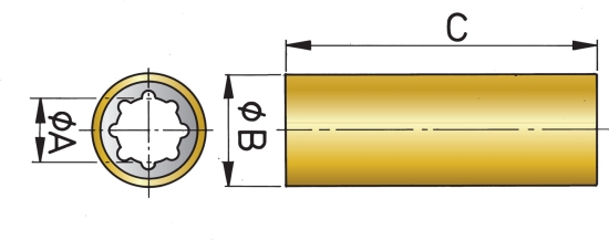 Rubberlager as 1", bm=1 1/2", l=4", messing huis