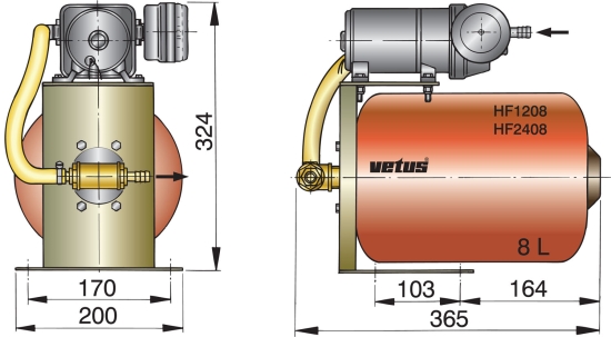 Hydrophoor 12V 8 ltr druktank