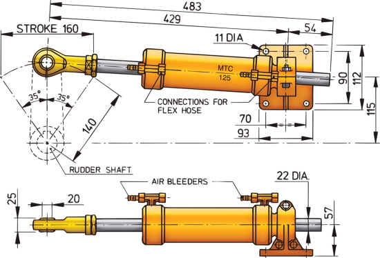 Cilinder type MTC125, pijp D 10mm