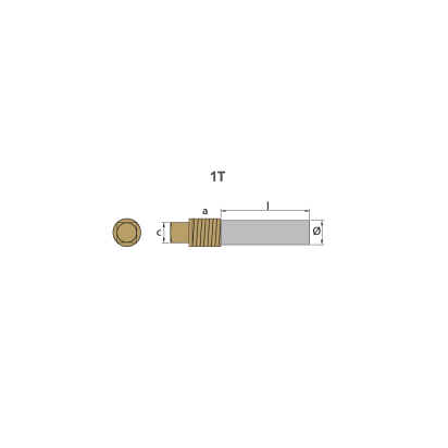 Zinc Volvo pencil anode Ø10 L.30  complete with brass plug th.1/2''NPT