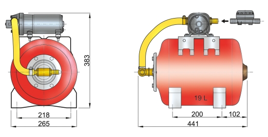 Hydrophoor 12V 19ltr druktank