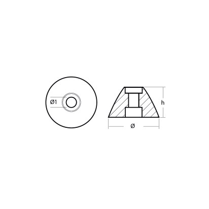 Zinc Sidepower - Sleipner propeller nut Ø25,6 H.15