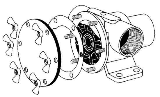 Johnson Pump Set RVS Vleugelmoeren Pinwing & Draadeind  Set F ( 4st. M5 x M5 )