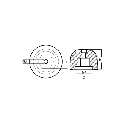 Zinc Sidepower - Sleipner propeller nut Ø73 H.53