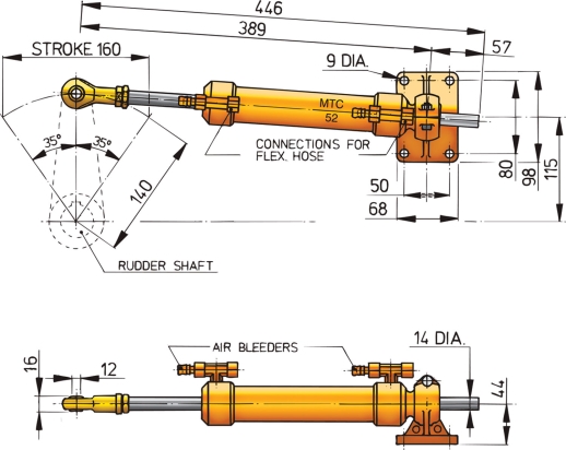 Cilinder type MTC52, voor pijp D 10mm