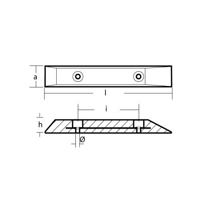 MG bolt on anodes with insert 500x80x50 Bigliani series