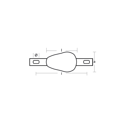 AL tear drop bolt-on anode 0,6kg with slotted holes H.C.200