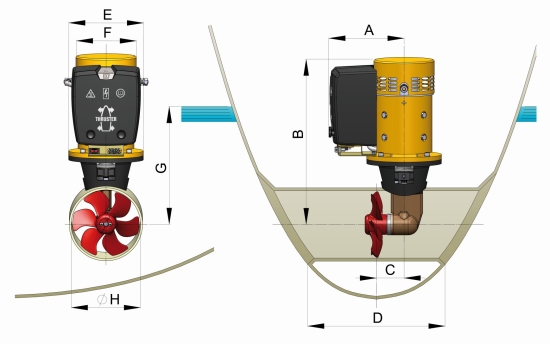 Boegschroef 60kgf 12V tunnel D185mm