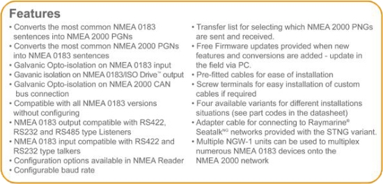 Actisense NMEA0183 - NMEA2000 gateway zonder USB