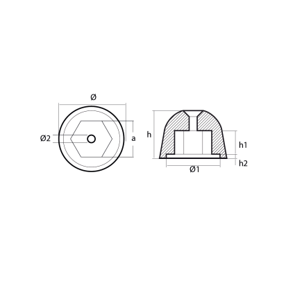 AL Sidepower - Sleipner propeller nut Ø50 H.35,4