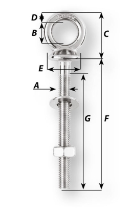 Oogbout RVS M8 x 80 mm