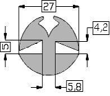 Raamrubber TPE grijs 4/5 br. 27 mm