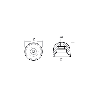 Zinc Vetus conic propeller nut with stainless steel insert Ø 84 H.52