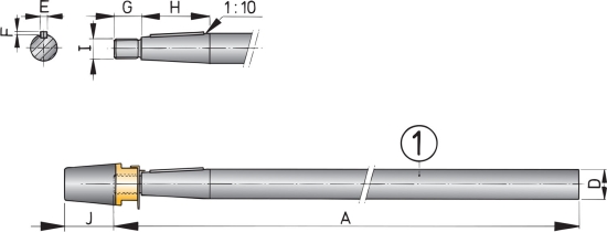 Schroefas 30mm,l=1500 mm rvs kompleet