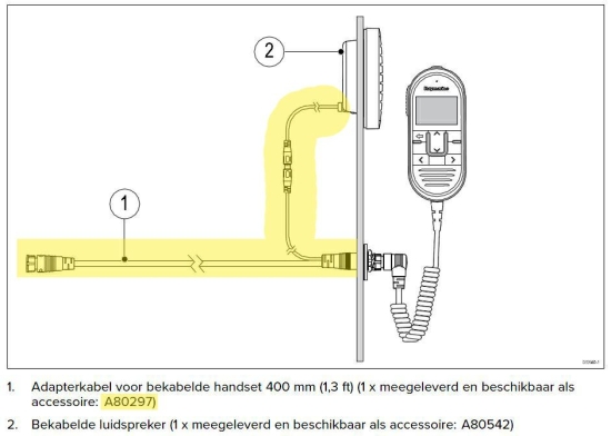 Handset adapterkabel (12 pins naar 12 pin) met output passieve speaker, 400mm