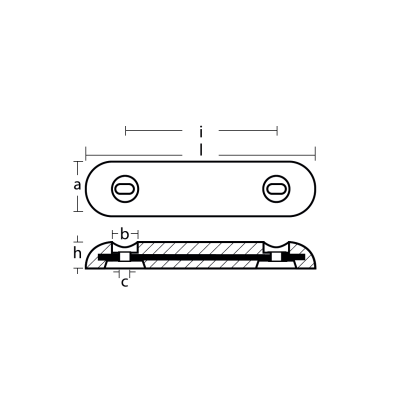 AL Bolt-on bar anode UK TYPE - Fairline 310x75x40 H.C. 205