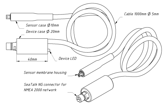 NMEA2000 Luchtvochtigheid/Temperatuur/Dauwpunt Sensor