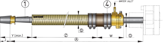 Polyester schroefas- koker l 1500mm, incl lager 30m