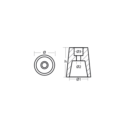 Zinc Radice conical prop nut (anode only) shaft Ø 40mm