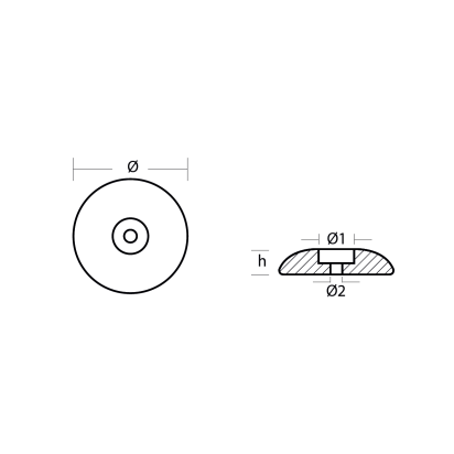 AL Disc anode single Ø125mm Heavy