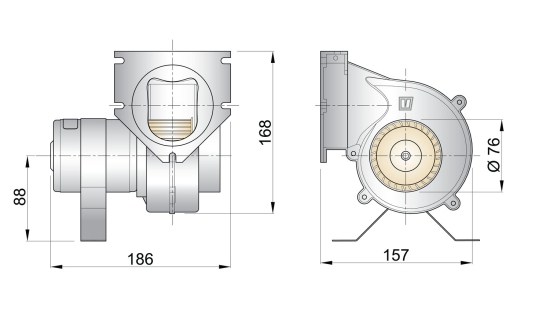 Afzuigventilator 12V 76mm rond