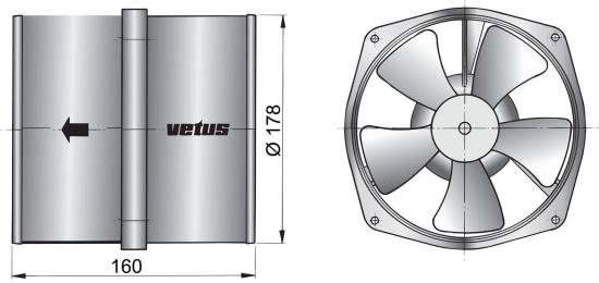 Afzuigventilator 24V 178mm rond