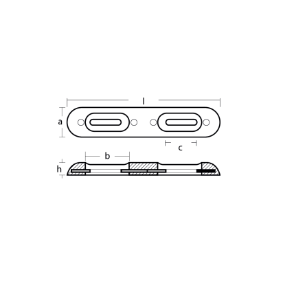 Zinc Bolt-on bar anode UK TYPE - Fairline 320x65x35 H.C.160