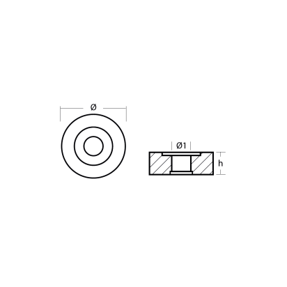 Zinc Mercury button anode for engines Ø20 H.7