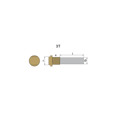 Zinc+Brass Scania pencil anode Ø 17 L. 45 complete with brass plug th.1/2'GAS