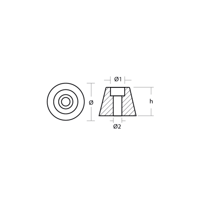 AL Sidepower - Sleipner propeller nut SP30/40   Ø26 H.20