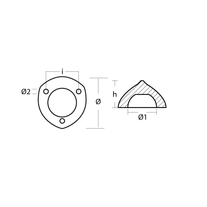 Zinc Max Prop  - 3 holes propeller anode Ø72