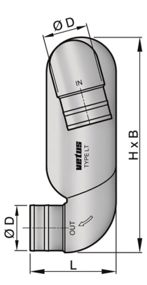 zwanenhals type LT75 in 75mm, uit 75mm