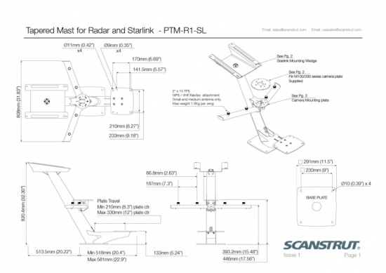 PTM-R1-SL Tapered radar and Starlink mast