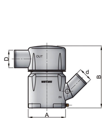 Kunststof waterlock MGP in 127mm -45 Gr/uit 127mm