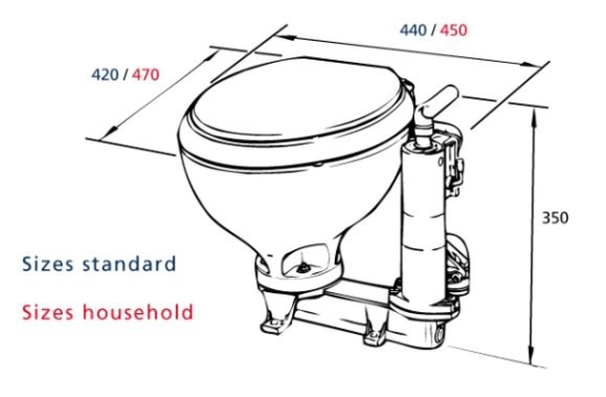 Handtoilet met kleine pot, bril en deksel kunststof wit